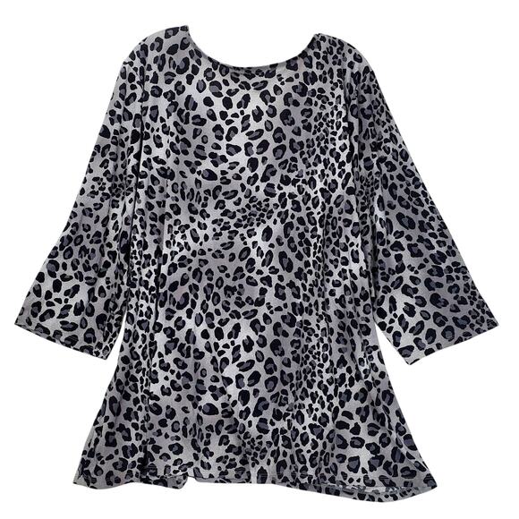 Lane Bryant Cheetah Print Wrap Top 26/28 Black White Drapey Blouse Whimsigoth - Picture 2 of 5